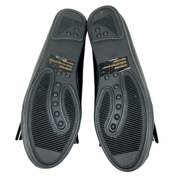 NWOT Black Leather Beaded Fringe Slip On Moccasins Rubber Sole Size 7 - Picture 5 of 6